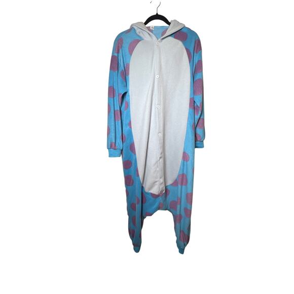 Monsters Inc Sully One Piece Button Up Costume with Tail Pockets And Hood Med - Picture 3 of 8